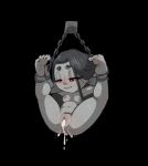 areola bdsm biped bondage bonnytoad bound breasts butt chain chained female genitals goblin grey_body hair hi_res nipples not_furry pupils pussy short_stack smile solo suspension suspension_bondage thick_thighs