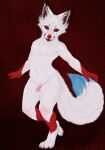  aethelwulf anthro canid canine clown clown_makeup dancing digitigrade femboy fizzi flaccid fox fur genitals hi_res male mammal nude penis red_body red_eyes red_fur size_difference skinny smaller_male solo white_body white_fur 