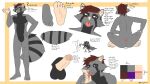 5_fingers 5_toes anthro appliance arm_tuft athletic back_muscles balls bedroom_eyes big_tail biped black_balls black_body black_fur brown_hair butt cheek_tuft claws colored crossed_legs crotch_tuft curling_toes detailed digital_drawing_(artwork) digital_media_(artwork) elbow_tuft english_text erection facial_markings facial_tuft fangs featureless_crotch feet finger_claws fingers flat_colors fluffy fluffy_tail foot_fetish foot_grab foot_lick foot_play foreskin fridge full_foot_pawpads full_pad fur genitals glance hair hand_on_hip head_markings holding_own_foot humanoid_feet humanoid_genitalia humanoid_hands humanoid_penis kitchen_appliance licking looking_at_viewer male mammal markings mask_(marking) model_sheet multicolored_body multicolored_fur narrowed_eyes navel nipples nude open_mouth pawpads pecs penis pink_navel pink_nipples pink_nose pink_pawpads pink_penis pink_soles pinup plantigrade pose procyonid purple_eyes raccoon raised_foot rear_view reese_(rosarydraws) ring_(marking) ringed_tail rosarydraws seductive shoulder_tuft signature simple_background sitting soles solo spine standing striped_markings striped_tail stripes tail tail_markings tailless teeth text toe_claws toes tongue tongue_out tuft two_tone_body two_tone_feet two_tone_fur two_tone_hands vein veiny_penis white_background white_sclera wrinkled_feet wrinkles