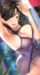  1girl areola_slip armpits babydoll black_hair breasts camisole cleavage collarbone covered_nipples frilled_babydoll frills hcz_n large_breasts lingerie long_hair looking_at_viewer negligee nightgown nijisanji orange_eyes paid_reward_available presenting_armpit purple_babydoll purple_nails shirayuki_tomoe shirayuki_tomoe_(7th_costume) sleepwear solo spaghetti_strap underwear underwear_only virtual_youtuber 