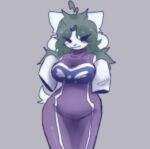  anthro blue_clothing blue_dress clothing cosplay dress female green_hair hair oversized_sleeves scentedpocky solo temmie_(undertale) undertale undertale_(series) 