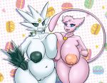  2020 5_fingers anthro areola belly big_belly big_breasts blue_eyes breast_squish breasts deadpliss digital_media_(artwork) duo eyebrows eyelashes female fingers generation_1_pokemon generation_6_pokemon gengar genitals green_areola green_nipples green_sclera hair hand_on_breast hand_on_hip hi_res huge_breasts jewelry latiar legendary_pokemon long_tail looking_at_viewer mega_evolution mega_gengar mew_(pokemon) necklace nintendo nipples nude pink_areola pink_body pink_hair pink_nipples pokemon pokemon_(species) pupils pussy shiny_pokemon simple_background smile squish standing tail teeth theressa_(deadpliss) thick_thighs tongue vexa white_body white_sclera wide_hips 
