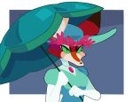 adult_swim anthro canid canine cartoon_network clothed clothing female fox fully_clothed gloves green_clothing green_eyes handwear hat headgear headwear jewelry june_way mammal painternewg parasol pendant solo unicorn:_warriors_eternal