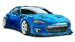  blue_car car hashtag-only_commentary momo_e_ihe motor_vehicle no_humans original shadow simple_background sports_car stance_(vehicle) subaru_(brand) subaru_brz traditional_media vehicle_focus white_background 