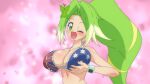  absurdres australian_flag australian_flag_bikini bikini blonde_hair blush breast_hold breasts butterfly_hair_ornament cleavage grabbing_own_breast green_eyes green_hair hair_ornament happy highres jewelpet_(series) jewelpet_magical_change large_breasts long_hair multicolored_hair one_eye_closed open_mouth peridot_(jewelpet) smile swimsuit teiputi two-tone_hair watch wristwatch 