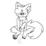  1:1 after_orgasm annoyed anthro balls bodily_fluids choclattemilk claws cum erection front_view genital_fluids genitals hi_res knot lightning_bolt long_tail male monochrome nude pawpads paws penis sitting solo tagme tail 