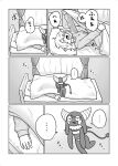  &gt;o&lt; 2_horns 5_fingers absurd_res anthro bed bedding bibi_(o-den) black_body black_ears black_fur black_tail black_tuft black_wings blanket bra breasts clothing comic comic_panel curtains demon dialogue eyes_closed female female_anthro female_human fingers fur furniture hair half-closed_eyes head_tuft heart_(marking) hi_res holding_blanket horn human japanese_text long_ears mammal markings medium_breasts membrane_(anatomy) membranous_wings messy_hair narrowed_eyes neck_tuft o-den on_bed open_curtains open_mouth pajamas panties pillow spade_tail succubus tail talking_to_another text tired translation_request tuft underwear white_bra white_cheeks white_clothing white_horn white_markings white_panties white_tuft white_underwear window_curtains wings 