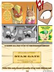 3:4 ?! absurd_res anthro blonde_hair blue_eyes breasts brown_body brown_eyes brown_fur canid canine clothed clothing comic digital_drawing_(artwork) digital_media_(artwork) eevee eeveelution elizabeth_venizee english_text female flamberry_(artist) flareon franklin_flare fur generation_1_pokemon generation_4_pokemon group hair hi_res ibispaint_(artwork) leaf leafeon letter lyennan_venizee_flare_(flamberry) male male/female mammal nintendo open_mouth orange_body pokemon pokemon_(species) simple_background smile surprise text ticket trio