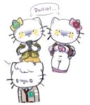  anthro clothed clothing dear_daniel domestic_cat electronics felid feline felis female group hello_kitty_(character) hello_kitty_(series) kittystarr male mammal mimmy_white nervous phone sanrio slightly_chubby trio undressing 