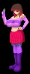  bete_noire betty_noire boots breasts brown_hair glitchtale pink_shirt purple_footwear purple_shirt red_eyes red_skirt shirt skirt 
