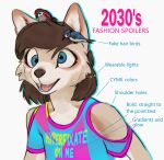  ambiguous_gender anthro avian bird blue_eyes brown_body brown_fur brown_hair clothed clothing cmyk countershading derp_eyes description english_text fangs fashion fur hair hi_res humor mammal open_mouth open_smile shirt simple_background smile solo teeth text text_on_clothing text_on_shirt text_on_topwear tongue topwear trigaroo white_background white_body white_fur 