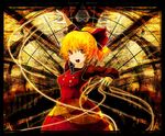  bad_id bad_pixiv_id blonde_hair bow hair_bow kamin kurodani_yamame orange_eyes silk solo spider_web touhou 