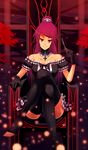  bad_id bad_pixiv_id bakemonogatari bare_shoulders barefoot black_legwear chair cross crossed_legs frills gloves gothic_lolita grin legs light_particles lolita_fashion monogatari_(series) ochakai_shin'ya ponytail purple_eyes purple_hair scissors senjougahara_hitagi sitting smile smirk solo thighhighs throne toeless_legwear toes 