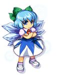  aozoraichi blue_eyes blue_hair bow cirno mary_janes shoes short_hair solo touhou wings 