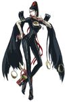  ankle_gun bayonetta bayonetta_(character) bodysuit brown_hair glasses gun kmgk long_hair mole mole_under_mouth one_eye_closed quadruple_wielding weapon 