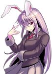  animal_ears blazer bunny_ears jacket jonylaser long_hair necktie purple_hair red_eyes reisen_udongein_inaba solo touhou 