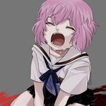  bad_id bad_pixiv_id closed_eyes crying face houjou_kuniko kneeling makino_(sinobusan) open_mouth pink_hair sad school_uniform shangri-la short_hair skirt sobbing solo tears 