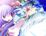  blue_hair food fruit hat hinanawi_tenshi keystone leaf mashiroyu peach red_eyes rope shimenawa solo touhou 