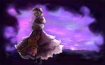  amagaya_(rat-tat-tat) bad_id bad_pixiv_id blonde_hair dark darkness purple ribbon shadow sky solo sunset touhou yakumo_yukari 