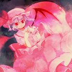  bad_id bad_pixiv_id bat_wings chaba_(hortensia) hat lavender_hair red_eyes remilia_scarlet short_hair solo touhou wings wrist_cuffs 
