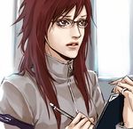  glasses karin_(naruto) lily_(artist) lowres naruto naruto_(series) naruto_shippuuden red_hair solo 