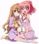  :t aisaka_taiga barefoot bra brown_eyes brown_hair choker crossover doll flat_chest kugimiya_rie lingerie long_hair louise_francoise_le_blanc_de_la_valliere multiple_girls negligee pajamas palmtop_tiger panties pink_eyes pink_hair ponytail pout see-through seiyuu_connection short_hair stuffed_animal stuffed_tiger stuffed_toy suzaku_(oekaki_no_sekai) tiger toradora! underwear zero_no_tsukaima 