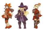  alice_margatroid armor armored_dress black_mage blonde_hair bow cosplay crossover emu_(losspass) final_fantasy final_fantasy_xi full_body hair_bow hakurei_reimu hat kirisame_marisa long_hair looking_at_viewer low-tied_long_hair multiple_girls red_mage shanghai_doll short_hair standing the_iron_of_yin_and_yang touhou white_background white_mage witch_hat 