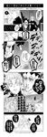  blush comic earrings gakuran greyscale headband highres hirose_kouichi hug hug_from_behind jewelry jojo_no_kimyou_na_bouken kishibe_rohan male_focus midriff monochrome multiple_boys open_mouth school_uniform short_hair tachibana_nurari translation_request yaoi you_gonna_get_raped 