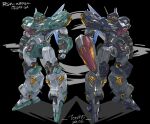  absurdres arm_shield arms_at_sides artist_name assault_visor black_background blue_visor char&#039;s_counterattack character_name clenched_hands commentary dated full_body gundam highres jegan mecha mecha_focus mobile_suit niao_san_shi no_humans radio_antenna redesign robot science_fiction standing 