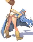  arutera ass bad_id bad_pixiv_id banned_artist bare_shoulders blue_hair brown_eyes circlet dragon_quest dragon_quest_iii elbow_gloves gloves highres long_hair panties sage_(dq3) shadow simple_background solo staff thighs underwear very_long_hair white_background white_panties 