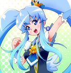  :d blue_eyes blue_hair blush crown cure_princess earrings happinesscharge_precure! highres jewelry long_hair magical_girl open_mouth precure ryuuta_(cure_ryuuta) shirayuki_hime smile solo twintails 