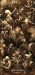  1girl 6+boys absurdres animal_head anniversary armor armored_animal assassin black_armor black_helmet black_knife_assassin bloody_wolf_(elden_ring) bloody_wolf_(elden_ring)_(cosplay) breastplate cape character_request cloak copyright_name cosplay covered_eyes crucible_knight d_hunter_of_the_dead elden_ring elden_ring_(object) ensha_of_the_royal_remains fake_horns full_armor fur-trimmed_armor fur_cape fur_cloak fur_trim gauntlets gideon_ofnir gold_armor gold_theme greatsword halberd hat hat_over_hood helm helmet helmet_over_eyes highres holding holding_polearm holding_scepter holding_sword holding_weapon hood hood_up hooded_cape horned_helmet horns juno_hoslow knight long_hair maliketh's_black_blade maliketh_the_black_blade mask mrpk multiple_boys night's_cavalry open_mouth ornate ornate_armor ornate_weapon pauldrons plate_armor plume polearm preceptor_seluvis roundtable_knight_vyke scepter sharp_teeth shoulder_armor shoulder_plates skull skull_mask spear spiked_helmet standing starscourge_radahn stone_mask sword tarnished_(elden_ring) teeth title tree_sentinel two-handed_sword uncle_and_nephew weapon white_hair wizard_hat 