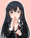  black_hair blue_eyes condom highres inanaki_shiki long_hair school_uniform solo yahari_ore_no_seishun_lovecome_wa_machigatteiru. yukinoshita_yukino 