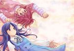  aida_mana blue_eyes blue_hair braid dokidoki!_precure dress half_updo hishikawa_rikka long_hair long_sleeves multiple_girls necktie open_mouth pinafore_dress pink_hair ploki precure shirt smile striped striped_shirt twin_braids 