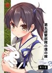  bankoku_ayuya brown_eyes brown_hair bunny cover cover_page doujin_cover japanese_clothes kaga_(kantai_collection) kantai_collection muneate short_sidetail solo tasuki translation_request 