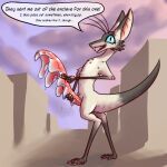 1:1 animal_genitalia animal_penis anthro badday_(artist) big_penis blue_sclera bodily_fluids cheek_tuft city cloud cloudy_sky dialogue english_text facial_tuft frilly_penis fur gastropod_penis genital_fluids genitals looking_up male mammal multicolored_body multicolored_fur nude open_mouth open_smile out-of-placers outside pawpads penis presenting presenting_penis pupils sharp_teeth side_view sky slit_pupils smile solo speech_bubble standing tail teeth text tuft two_tone_body two_tone_fur unusual_anatomy unusual_genitalia yinglet