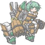  blush bucket green_eyes green_hair hair_bobbles hair_ornament in_bucket in_container kisume kureha_mitsushige mecha short_hair touhou twintails 