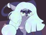 2024 accessory all_fours anthro breasts digital_media_(artwork) domestic_cat felid feline felis first_person_view furgonomics gazaster gem genitals gynomorph hair hair_accessory half-closed_eyes hi_res humanoid_genitalia humanoid_penis intersex leaning_over looking_at_viewer mammal mars_(gazaster) multicolored_body narrowed_eyes nipples nude opal penis purple_body signature simple_background small_breasts solo tail tail_accessory tail_ornament trans_(lore) trans_woman_(lore) two_tone_body white_eyes white_hair