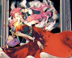  blue_eyes closed_eyes dress glasses highres himemiya_anthy jacket long_hair long_sleeves multiple_girls pillar pink_hair purple_hair red_dress sheath shoujo_kakumei_utena sleeveless sleeveless_dress sword tenjou_utena tian_(my_dear) unsheathing very_long_hair weapon 