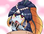  aruse_yuushi blue_skin blush censored fellatio fish_girl heart heart-shaped_pupils licking minette_(skullgirls) monster_girl open_mouth oral penis pink_eyes saliva shell skullgirls symbol-shaped_pupils tongue yellow_sclera 