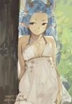  animal_ears bare_shoulders blue_eyes blue_hair dress long_hair looking_at_viewer original sketch smile solo toro_(konirio) white_dress 