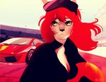  angellove44 breasts car cleavage copyright_request furry motor_vehicle pantyhose racer red_hair tights 