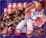  1girl artist_name asymmetrical_legwear blue_background border bow box box_of_chocolates breasts bright_pupils brown_background brown_eyes brown_fur brown_hair c: chocolate cookie dog dress droopy_ears fewer_digits food frilled_skirt frilled_sleeves frilled_straps frills full_body furry furry_female hair_bow hairband hands_up heart holding holding_heart knees_together_feet_apart lolita_fashion long_skirt long_sleeves mary_janes medium_breasts mogy64 multicolored_background original pigeon-toed pinafore_dress plaid_background red_background red_bow red_dress red_footwear red_hairband shirt shirt_under_dress shoes short_hair sitting skirt sleeveless sleeveless_dress smile solo stuffed_animal stuffed_dog stuffed_toy swept_bangs tsurime two-handed uneven_legwear valentine white_fur white_pupils white_shirt yellow_border 