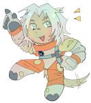 alpha_channel animal_humanoid anthro blue_eyes brown_body brown_fur canid canid_humanoid canine canine_humanoid chibi clothing dog_humanoid fur gesture gloves grey_hair hair hand_gesture handwear hi_res houndsjaw humanoid laika_(planet_laika) male mammal mammal_humanoid open_mouth pale_eyes planet_laika pointing simple_background solo spacesuit tail tailed_humanoid transparent_background