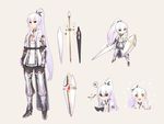  black_sclera character_sheet ganesagi long_hair multiple_views original red_eyes shield sword very_long_hair weapon white_hair 