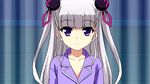  1girl animated animated_gif curtains hair_ornament long_hair naruse_maria pajamas purple_eyes shinmai_maou_no_testament silver_hair solo twintails violet_eyes 