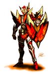  armor kamen_rider kamen_rider_baron kamen_rider_gaim_(series) male_focus mask rider_belt shield signature solo sword weapon white_background yusuki_(fukumen) 