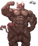  2019 anthro balls biceps bovine cattle gyumao male mammal muscular muscular_male nipples pecs penis reclamon simple_background solo tokyo_afterschool_summoners video_games white_background 