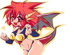  :d armor big_hair blush cowboy_shot detached_sleeves dragon_girl dragon_half dragon_horns dragon_tail dragon_wings horns long_hair mink_(dragon_half) mituna_y_(sa-po) open_mouth red_eyes red_hair smile solo tail wings 
