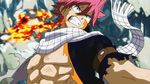  1boy abs angry animated animated_gif fairy_tail fire male male_focus muscle natsu_dragneel pink_hair scarf solo wristband 